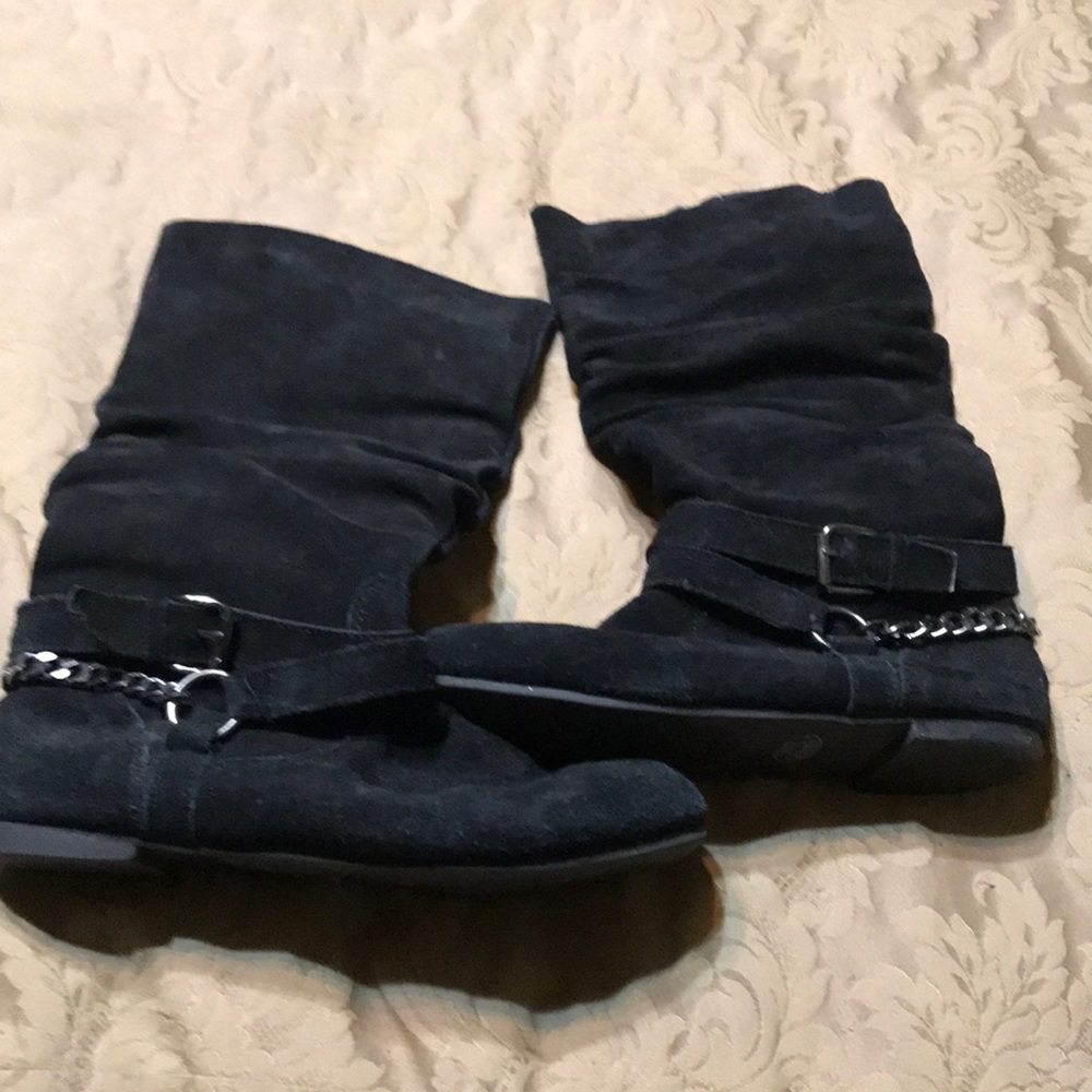 Black suede boots purchased at Nordstrom